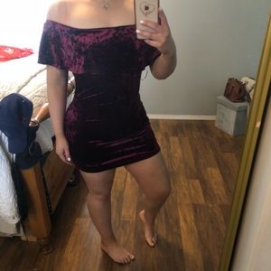 Maroon crushed velvet dress